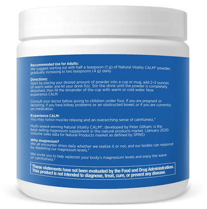 Natural Vitality Calm Magnesium Supplement - Raspberry Lemon Flavor - Dr. Rogers - Centers.com