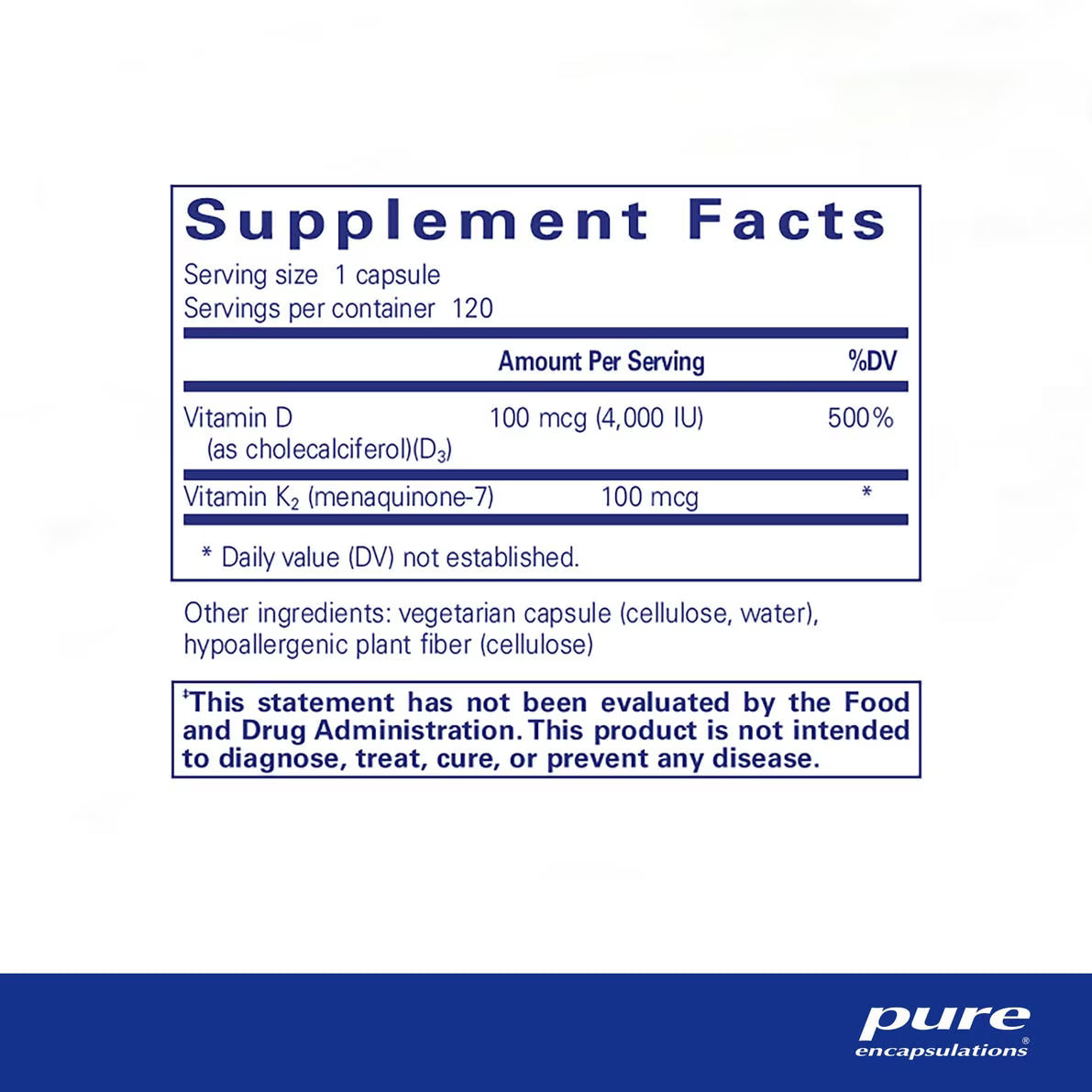 Vitamin D3 (4,000 IU) & K2 (100 mcg)
