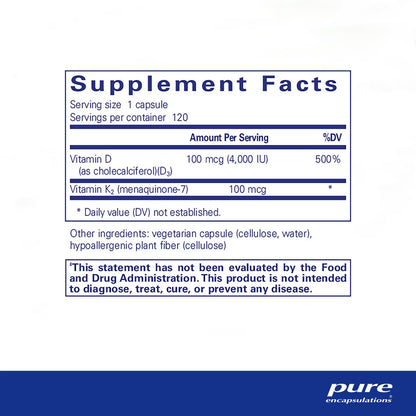 Vitamin D3 (4,000 IU) & K2 (100 mcg)